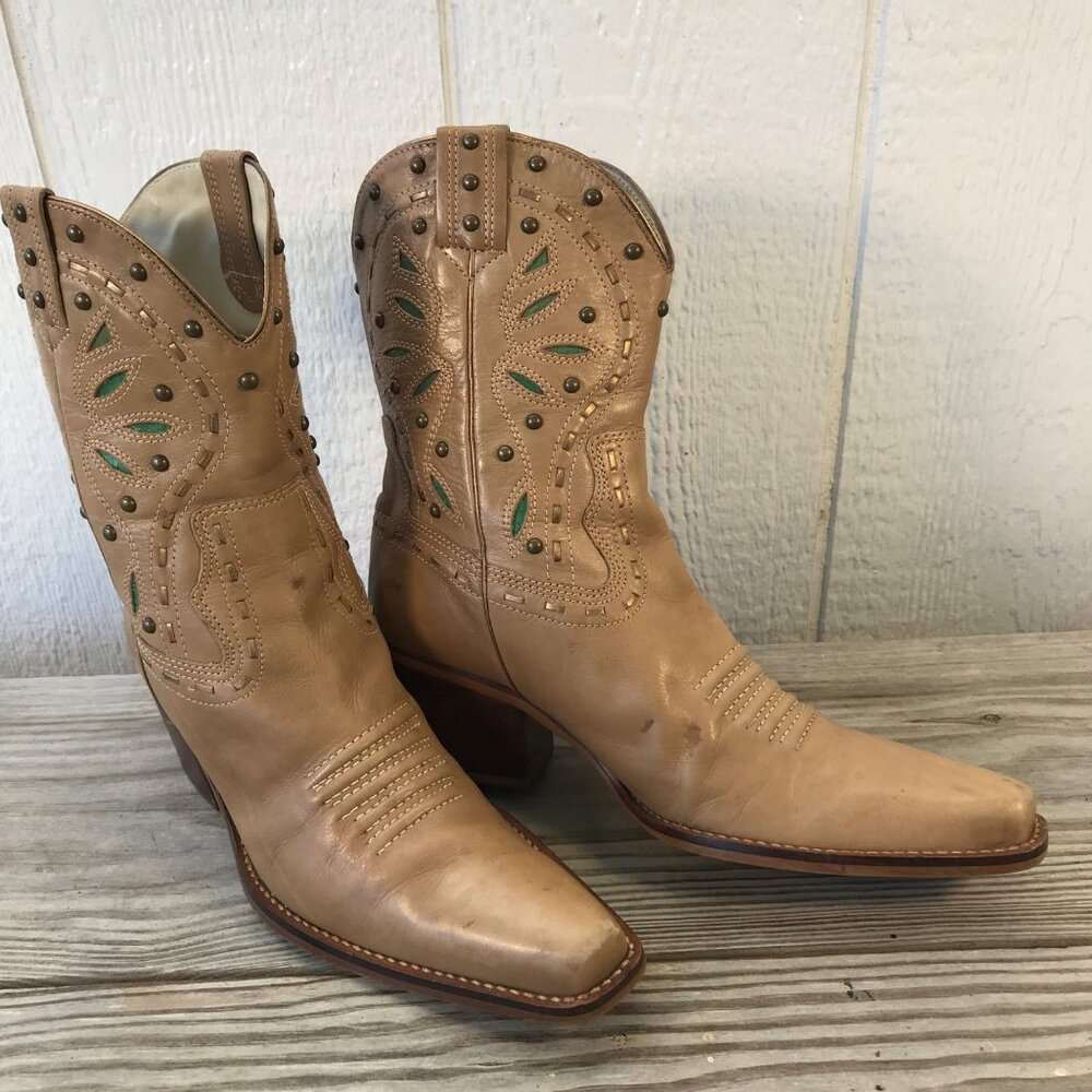 Mercer and Madison Womens Beaded Inlaid Buckstitched Western Boots 9 M Brazil